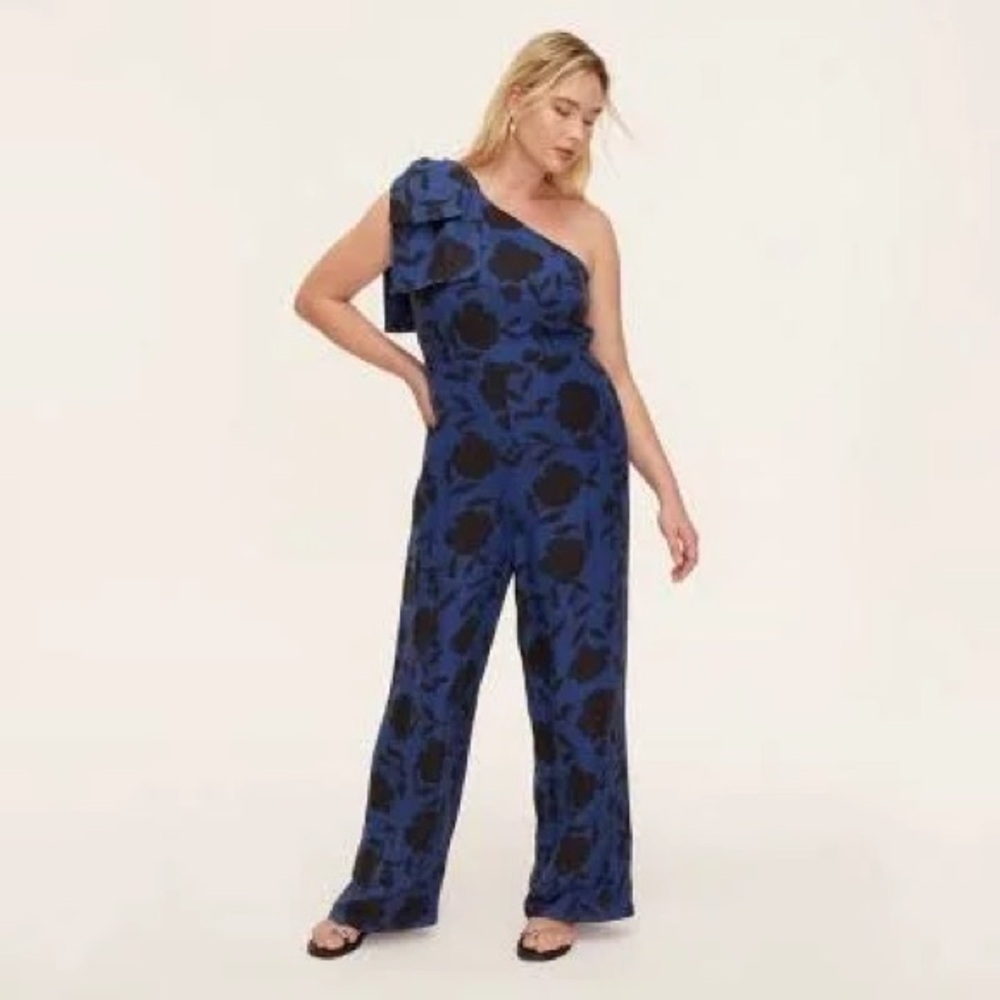 Kate Spade Linen Rose Jumpsuit Navy/Black